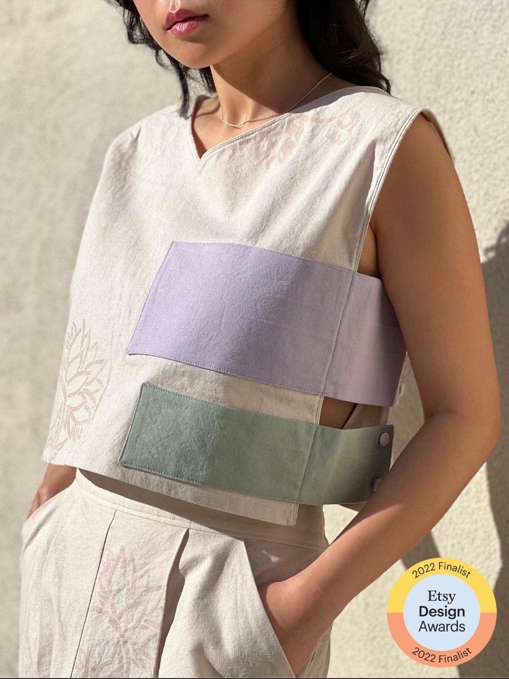 ZhuMorai Hand Painted Linen Blend Sleeveless V Neck Blouse S Etsy $76